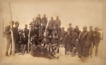 Buffalo Soldiers of the 25th Infantry, Some Wearing Buffalo Robes, Fort Keogh, Montana, USA, Christopher Barthelmess, William A. Gladstone Collection of African American Photographs, 1890