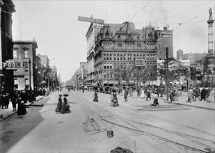 Commercial Street next to Lafayette Square, Buffalo, New York, USA, Detroit Publishing Company, early 1900's