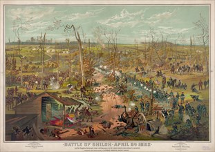 Battle of Shiloh, April 6th 1862, McCormick Harvester & Twine Binder Advertisement from a Théophile Poilpot Panorama Painting, Lithograph, Cosack & Co., 1885