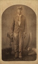 African-American Man, Possibly a Buffalo Soldier, Full-Length Portrait, Cantonment, Indian Territory, Mosser & Snell, 1860's