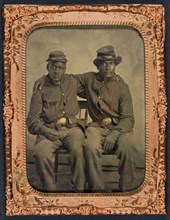 Two African American Union Soldiers, Seated Portrait with Arms around Each other's Shoulders, William A. Gladstone Collection of African American Photographs, 1860's