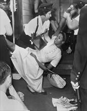 African American Woman Being Carried to Police Patrol Wagon During Demonstration, Brooklyn, New York, USA, Dick DeMarsico, World Telegram & Sun, 1963