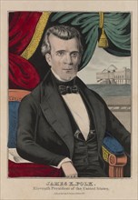 James K. Polk, Eleventh President of the United States, Lithograph and Published by N. Currier, 1846