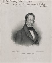 John Tyler (1790-1862), 10th President of the United States, Head and Shoulders Portrait, Lithograph by John T. Bowen from a Painting by R. Lorton, 1840