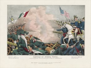 Battle of Buena Vista, Fought February 23rd, 1847, The American Army under Genl. Taylor were Completely Victorious, Lithograph by J. Bailie