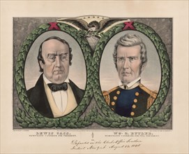 Campaign Banner for Democratic Candidates in the U.S. Presidential Election of 1848, Lewis Cass and Vice Presidential Nominee William O. Butler, Lithograph, Nathaniel Currier, 1848
