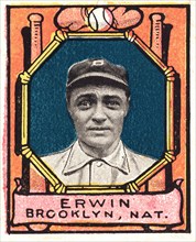 Tex Erwin, Brooklyn Dodgers, Baseball Card Portrait, Helmar Tobacco Company, 1911