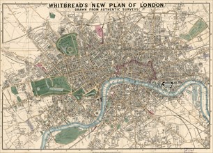 Whitbread's New Plan of London, Drawn from Authentic Surveys, Published by J. Whitbread, 1853