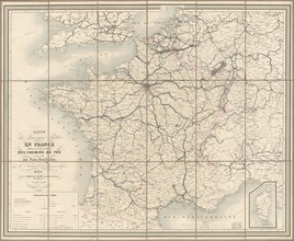 Map of public works in France including the complete network of railways in all the waterways, Published by J. Andriveau-Goujon, 1856