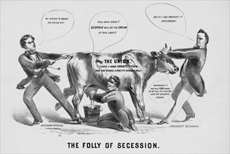 The Folly of Secession, Political Cartoon Featuring U.S. President James Buchanan and South Carolina Governor Francis W. Pickens, Currier & Ives, 1861