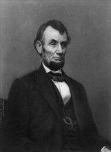 Half Length Portrait of U.S President Abraham Lincoln, Engraving by William G. Jackman from a Photograph by Mathew Brady, 1865