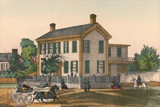 Abraham Lincoln's Residence, Springfield, Illinois, USA, Lithograph, Unknown Artist