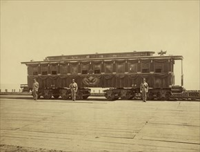 Abraham Lincoln's Railroad Funeral Car, Photograph by Samuel Montague Fassett, 1865