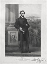 Abraham Lincoln, Full-Length Portrait with Hand on Emancipation Proclamation, Published by John H. Bufford, 1862