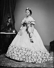 Mary Todd Lincoln, Full-Length Portrait wearing Inaugural Ball Gown, Brady-Handy Photograph Collection, 1861