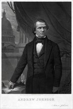 Andrew Johnson (1808-75), 17th President of the United States, Half-Length Standing Portrait, Engraving by William Sartain, Published by William Smith, Philadelphia, 1865