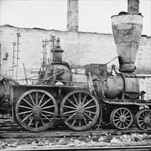Damaged Locomotives, American Civil War, Richmond, Virginia, USA, 1865