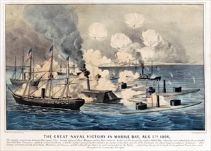 The Great Naval Victory in Mobile Bay, Aug 5th, 1864, Lithograph, Currier & Ives