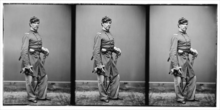Lt. Col. William. B. Hyde, 9th N.Y. Cavalry, Full-Length Portrait in Uniform, American Civil War, Photograph, early 1860's