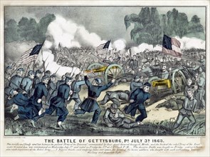 The Battle of Gettysburg, PA, July 3rd, 1863,  Lithograph, Currier & Ives, 1863