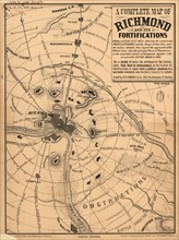 A Complete Map of Richmond and its Fortifications, American Civil War, Published by William H. Forbes & Co., 1863