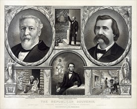 The Republican Souvenir, Standard Bearers & Illustrious Statesmen, Featuring U.S. Presidents Abraham Lincoln and James A. Garfield, and Presidential and Vice-Presidential Candidates James G. Blaine an...