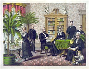 U.S. President James A. Garfield and Family, Lithograph, Kurz & Allison, 1882