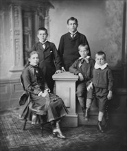 Children of U.S. President James A. Garfield, (l-r), Mary, James, Harry, Irvin, Abram,  Full-Length Portrait, Brady-Handy Collection, 1880