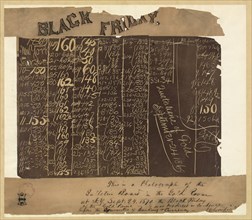 Black Board in  New York Gold Room Showing the Collapse of the Price of Gold, Handwritten Caption by James A. Garfield, Photograph, September 24, 1869