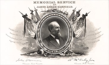 Memorial Service of James Abram Garfield, Engraving by Bureau Engraving & Printing, 1882