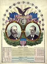 National Republican Chart Featuring Rutherford B. Hayes for President and William A. Wheeler for Vice President, including text of the Republican Platform and Statistical Data for past Presidential El...