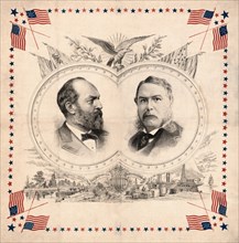 General James A. Garfield & General Chester A. Arthur, Campaign Banner during 1880 Presidential Election, Lithograph, Joseph Laing, 1880