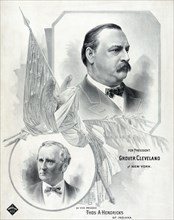For President Grover Cleveland, of New York, for Vice President Thos. A. Hendricks, of Indiana, Campaign Poster during 1888 Presidential Election, Lithograph Published by Cosack & Co., 1888