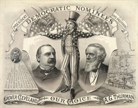 Our Choice, Grover Cleveland, A.G. Thurman, Democratic Nominees for President and Vice President, Campaign Poster, Lithograph, Kurz & Allison, 1888