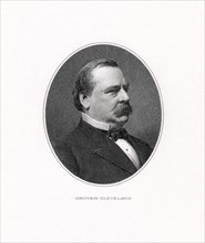 Grover Cleveland (1837-1908), 22nd and 24th President of the United States 1885–89 and 1893–97, Head and Shoulders Portrait, Engraving, 1884