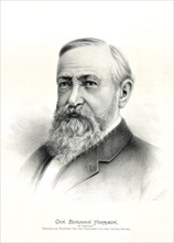 Benjamin Harrison (1833-1901), 23rd President of the United States 1889-93, Head and Shoulders Portrait, Published by George P Houston, 1888