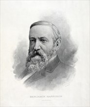 Benjamin Harrison (1833-1901), 23rd President of the United States 1889-93, Head and Shoulders Portrait, Illustration Published by O.N. Carvahlo, NY, 1888