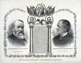 Republican Platform and Presidential Nominees, presidential candidate Benjamin Harrison and Vice Presidential Candidate Levi P. Morton, Published by Siegel Cooper & Co. 1888