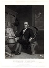 Benjamin Franklin, born in Boston, Jan 17th 1706, -- died in Philadelphia, April 17th 1790, Painted by T.H. Matteson, Esqr., Engraved by Henry S. Sadd, Printed by J. Neale, 1846