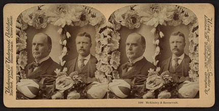 U.S. President William McKinley and Theodore Roosevelt during Presidential Election of 1900, Stereo Card, Underwood & Underwood, October 1900
