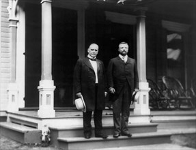 William McKinley and Theodore Roosevelt Standing on Porch Step, 1900