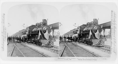 Presidential Train--President McKinley and Cabinet enroute through the Northwest--October, 1899, Stereo Card, Underwood & Underwood