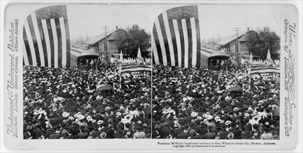 President McKinley's splendid welcome to Gen. Wheeler's home city, Decatur, Alabama, Stereo Card, Underwood & Underwood, 1901
