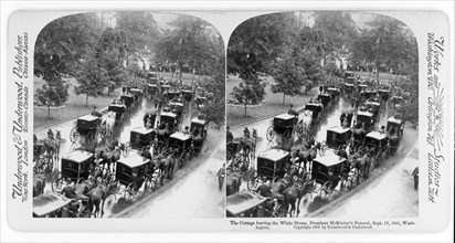 The Cortege Leaving the White House, President McKinley's Funeral, Washington D.C., USA, Stereo Card, Underwood & Underwood, September 17 1901