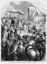 Pope Urban II, Preaching the First Crusade in the Market-place of Clermont, Illustration from John Cassell's Illustrated History of England, Vol. I from the earliest period to the reign of Edward the ...