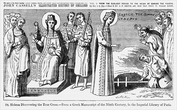 St. Helena Discovering the True Cross, From a Greek Manuscript of the Ninth Century, in the Imperial Library of Paris, Illustration from John Cassell's Illustrated History of England, Vol. I from the ...