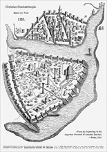 Christian Constantinople, Bird’s eye View 1711, Illustration from John Cassell's Illustrated History of England, Vol. I from the earliest period to the reign of Edward the Fourth, Cassell, Petter and ...