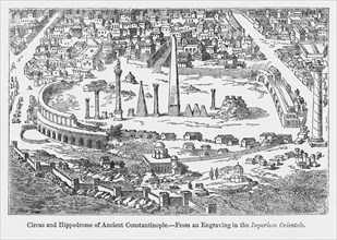 Circus and Hippodrome of Ancient Constantinople, from an Engraving in the Imperium Orientale, Illustration from John Cassell's Illustrated History of England, Vol. I from the earliest period to the re...