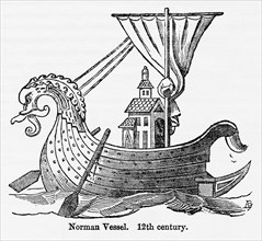 Norman Vessel, 12th Century, Illustration from John Cassell's Illustrated History of England, Vol. I from the earliest period to the reign of Edward the Fourth, Cassell, Petter and Galpin, 1857