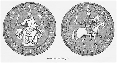 Great Seal of Henry I, Illustration from John Cassell's Illustrated History of England, Vol. I from the earliest period to the reign of Edward the Fourth, Cassell, Petter and Galpin, 1857